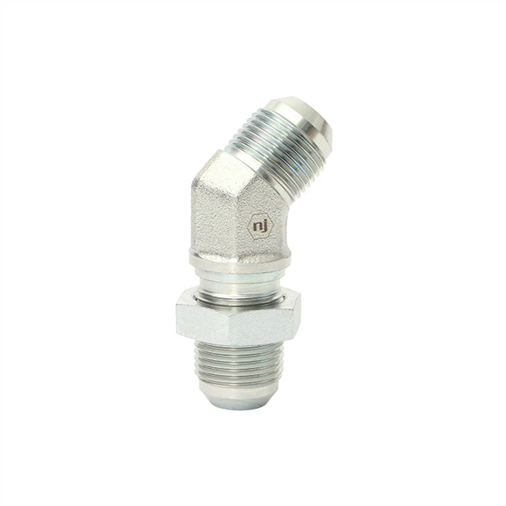 Male To Male JIC 45° Bulkhead Elbow Hydraulic Hose Adapter Fitting